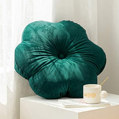 Peach Cuddle Flower Shaped Floor Cushion for Kids Room (Pack of 1, 16x16 inch, Jade Green) Living Room, Bedroom, Patio, Luxury Furnishing for Kids Room, Velvet Cushion