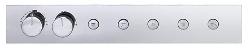 Aquieen Wall Mounted Temperature & Flow Control Thermostatic Diverter Push button (Crystal Knob) 5 Way Diverter
