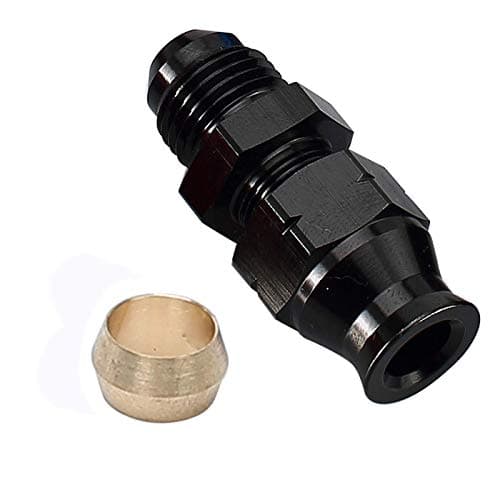 AC PERFORMANCE Aluminum -6 AN Male to 3/8" Hardline Tube Fuel Fitting Compression Adapter Black