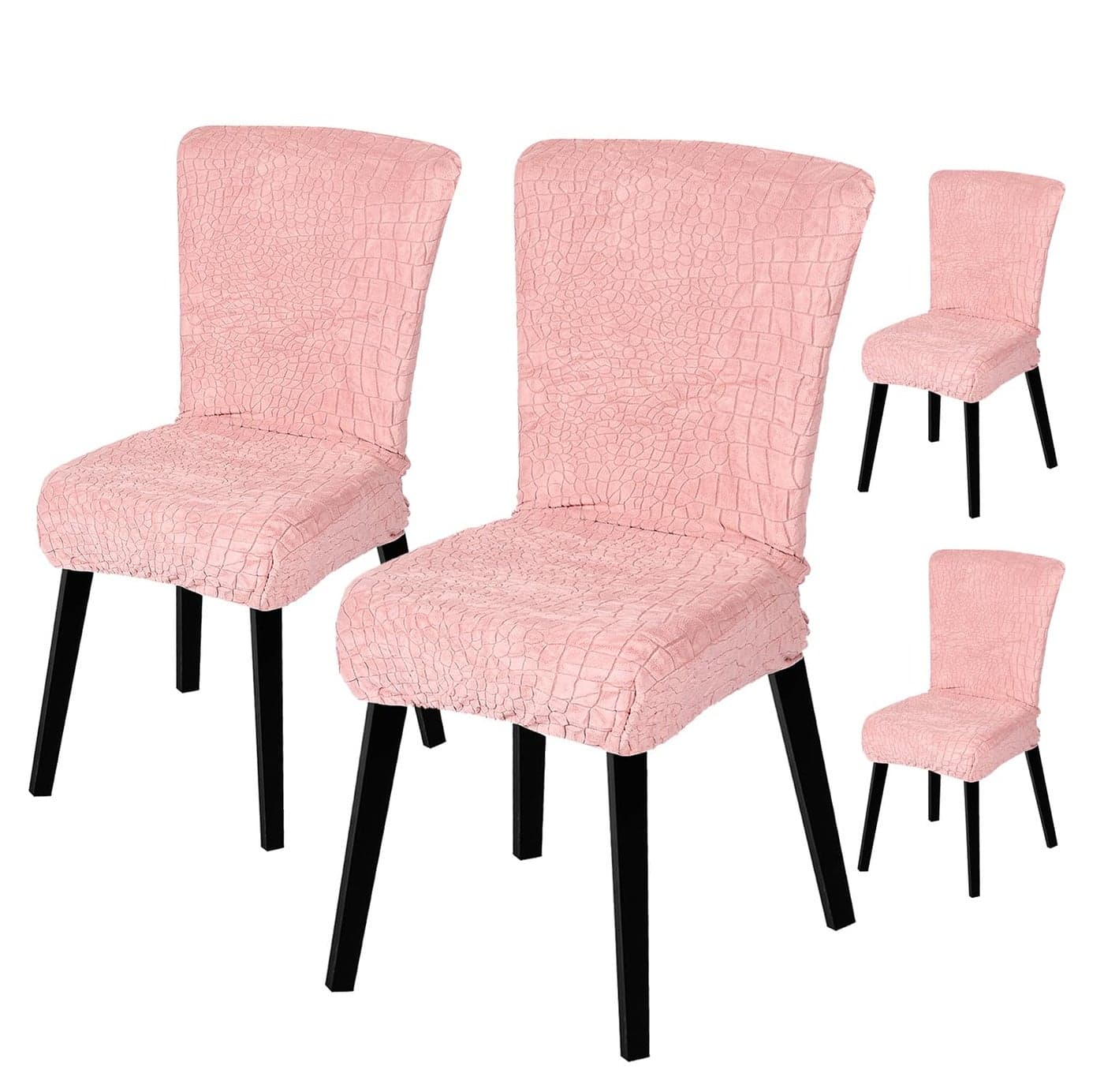 House of Quirk Stretchy Universal Jacquard Sapphire Chair Cover Removable & Washable Short Dining Chair Cover Protector Seat Slipcover (Pink, Pack of 4)