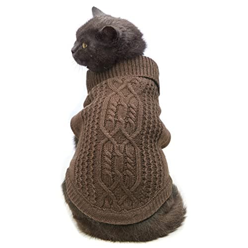 Stretchy Cat Sweater - 17 Colors & 6 Sizes | Snug Winter-Ready Knit for Boy/Girl Cats & Kittens(Brown, Small)