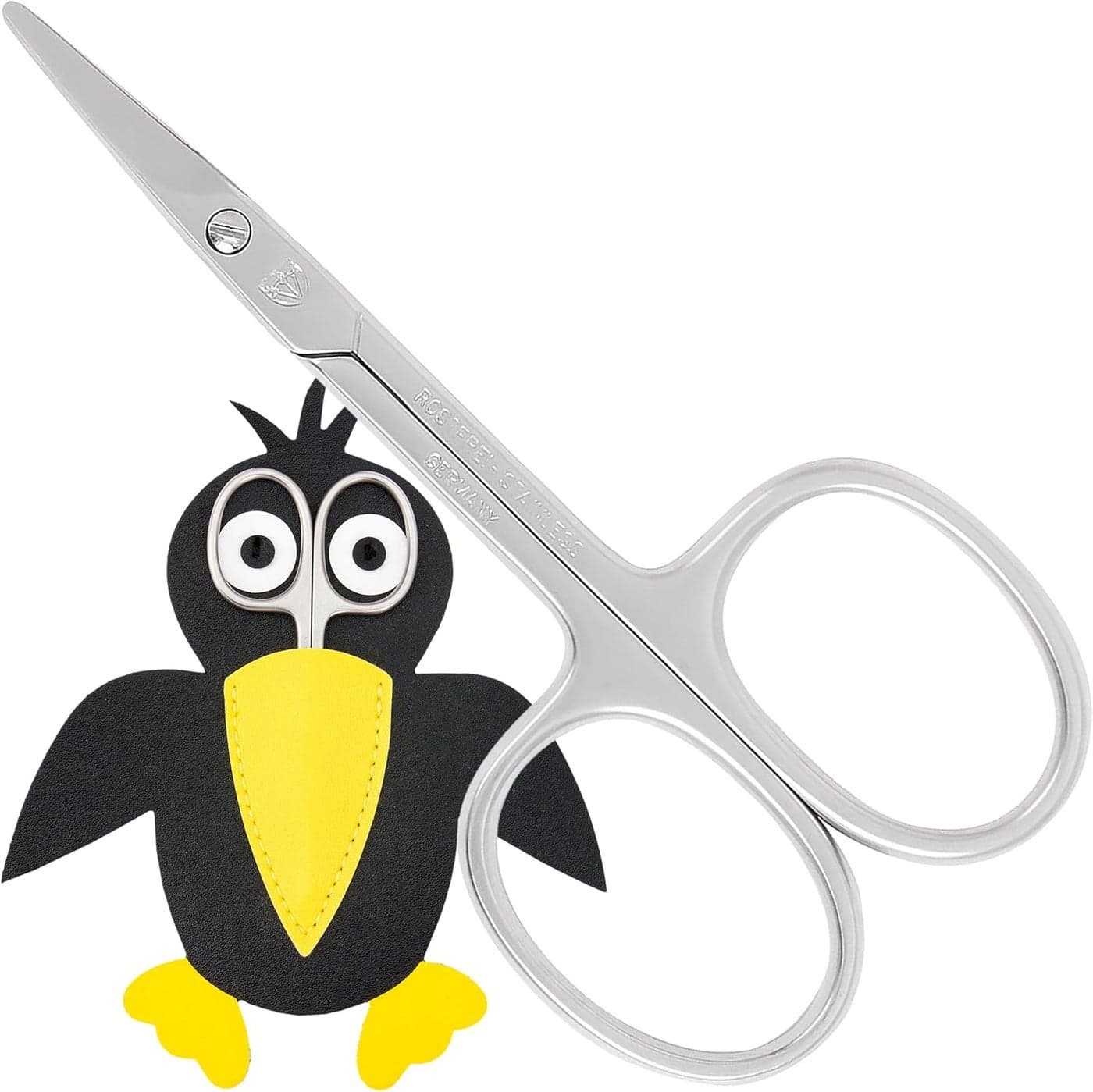 3 Swords Germany Baby Nail Scissors Safety Scissors with round tips for Children Babies toddlers Infants with Funny Bird case Corbi Stainless Steel Brand Quality Made in Germany 555
