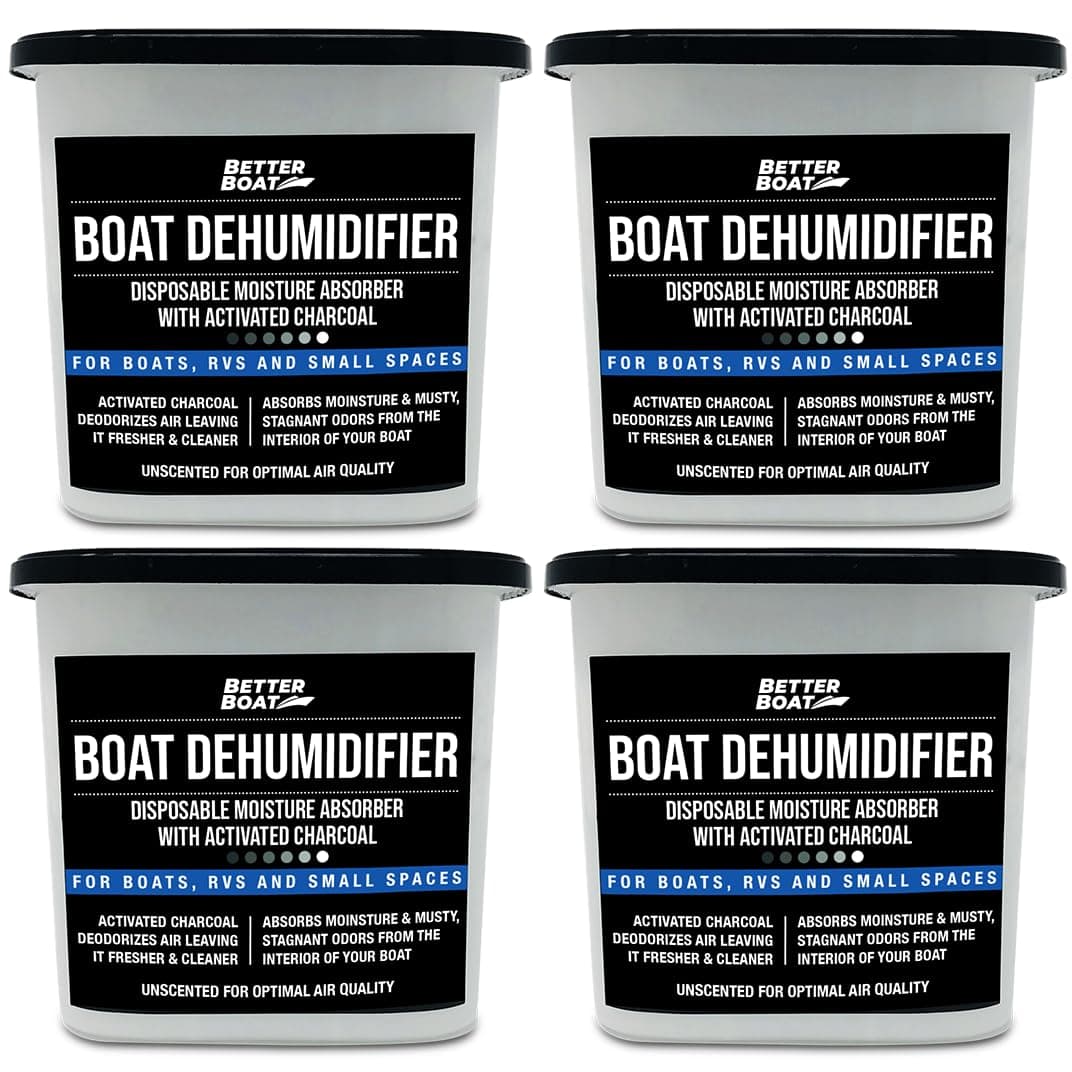 Moisture Absorber and Boat Dehumidifier Charcoal Odor Remover for Damp Smell and Humidity Unscented and FragranceFree 4 Pack Ideal for Basement Closet Home RV or Boating No Refill Needed
