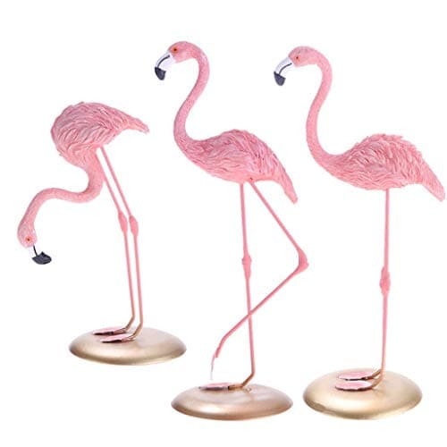 Notakia Resin Pink Flamingoes Statue Figurine Collectible Decoration Gift Yard Ornaments Bright Pink Resin Composites Flamingo Make Great Home Garden Decor (Set of 3)