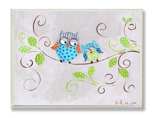 The Kids Room by Stupell Pair of Blue Polka Dot Owls on Swirly Tree Branch Rectangle Wall Plaque