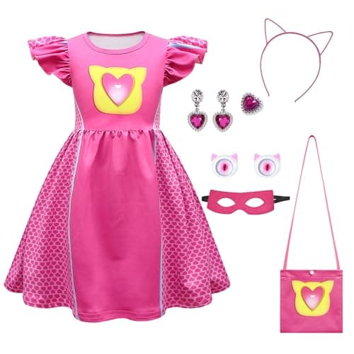YODISON Superhero Dress Flutter Sleeve Casual Dresses With Accessories For Halloween Birthday Party Cosplay110cm34T Blush