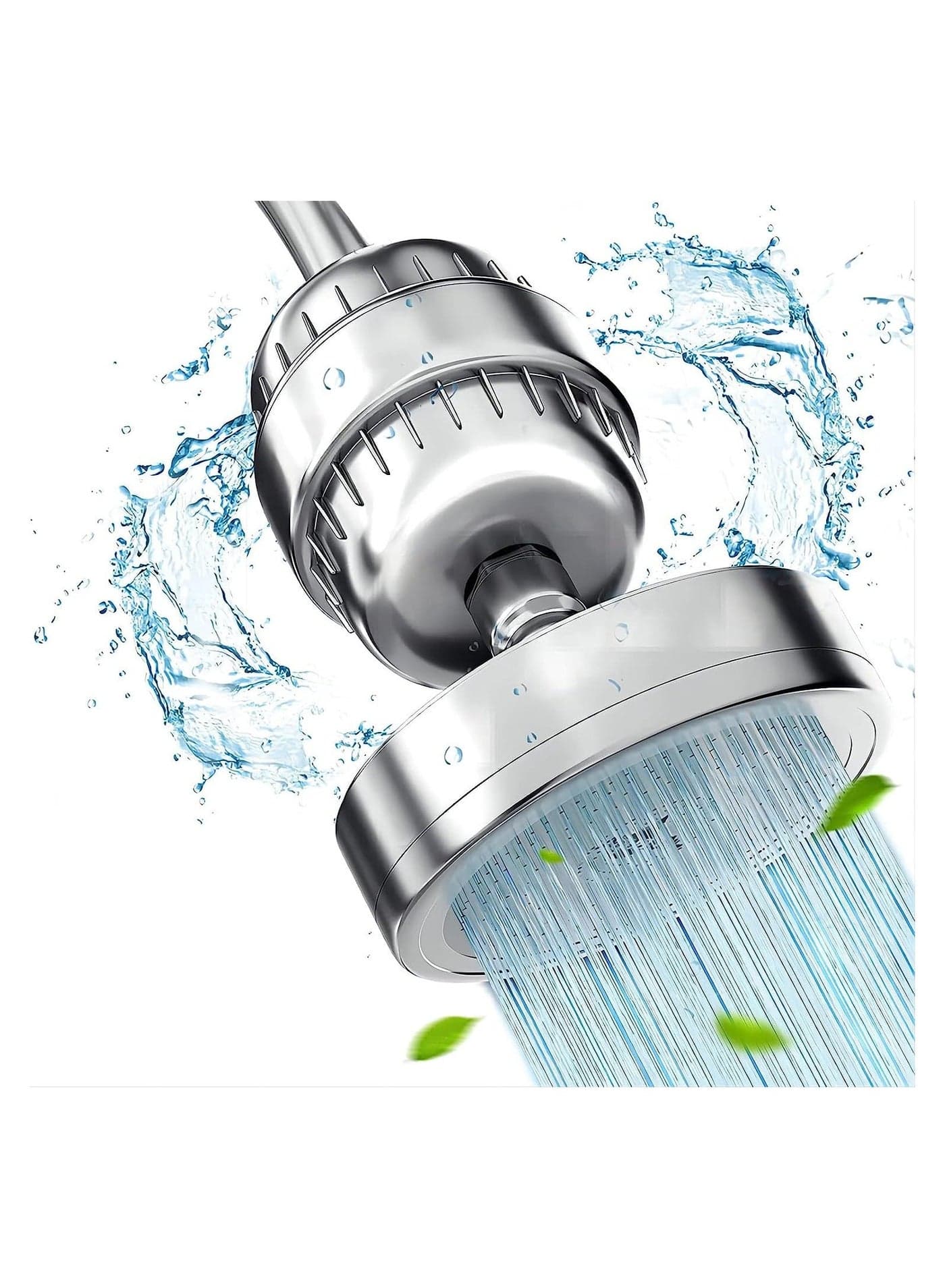 Shower Filtered Head Set, Removes Chlorine and Harmful Substances, High Pressure Rainfall Head, Filter Silver