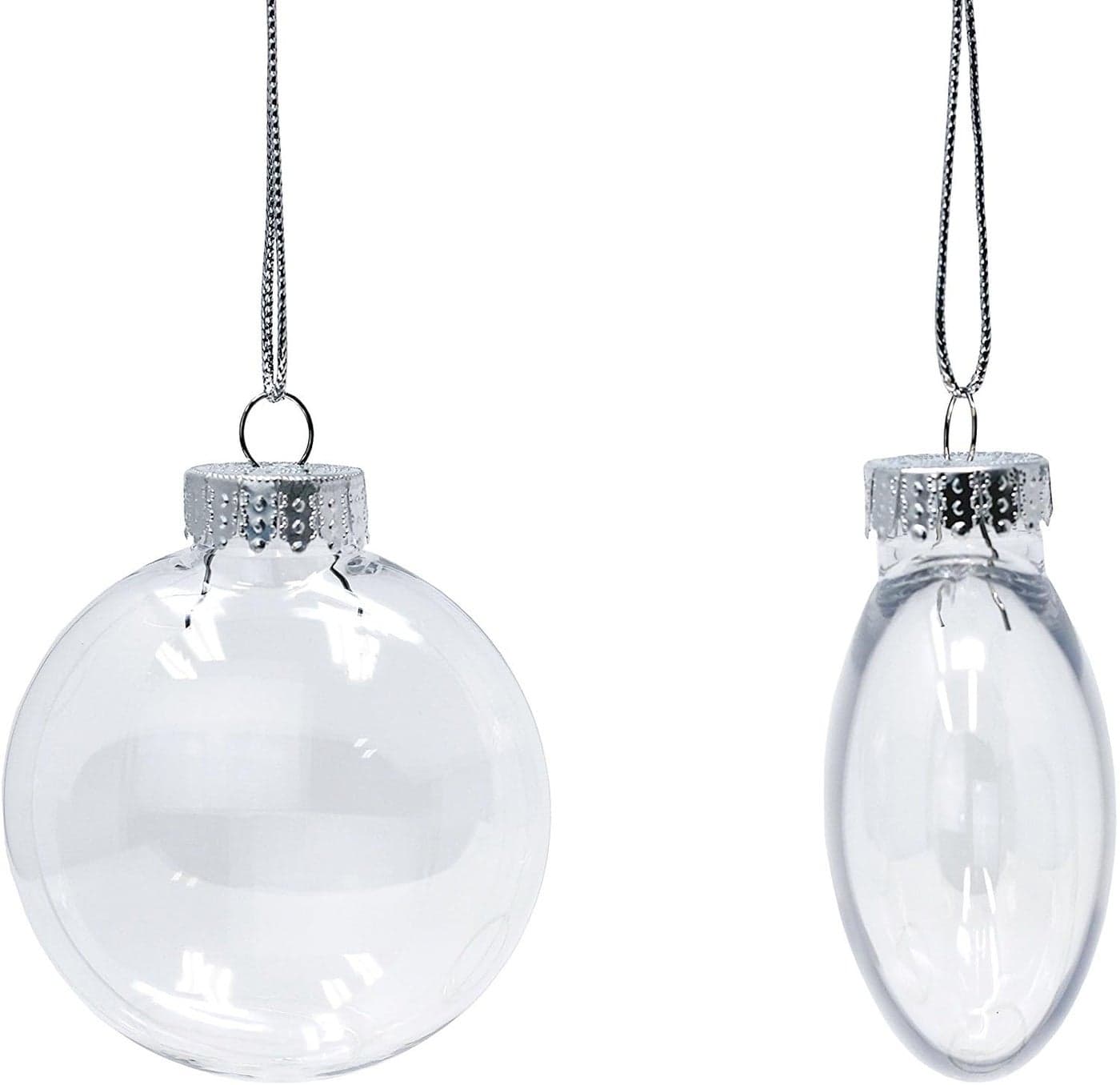 Creative Hobbies 80mm 315 Clear Plastic Disc Ornaments Plastic Ornaments for Crafts Fillable Round Disc Ornaments Pre Strung with Hanging Cord Pack of 12