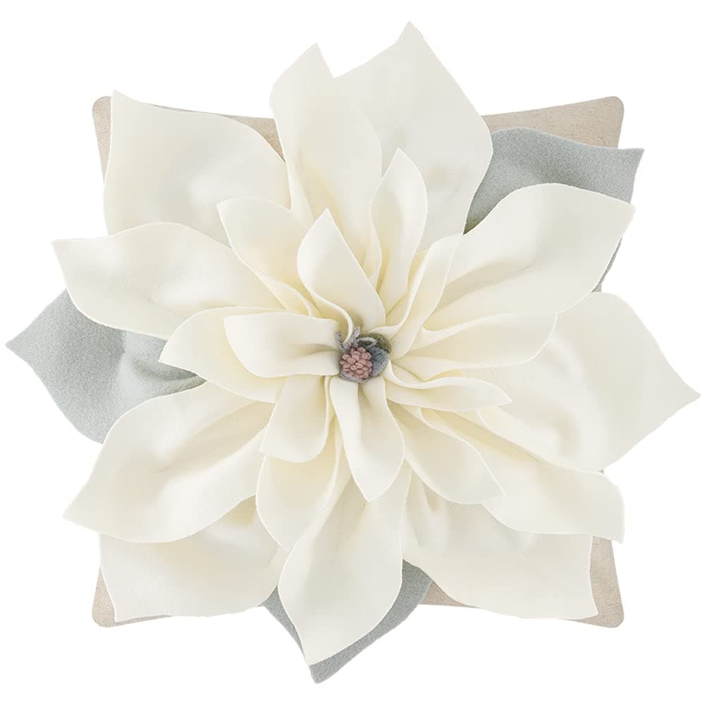 KINGROSE 3D Flower Throw Pillow Cover Home Decorative Pillow Case Handmade Cushion Cover for Couch Bedroom Sofa 18 x 18 Inches Beige