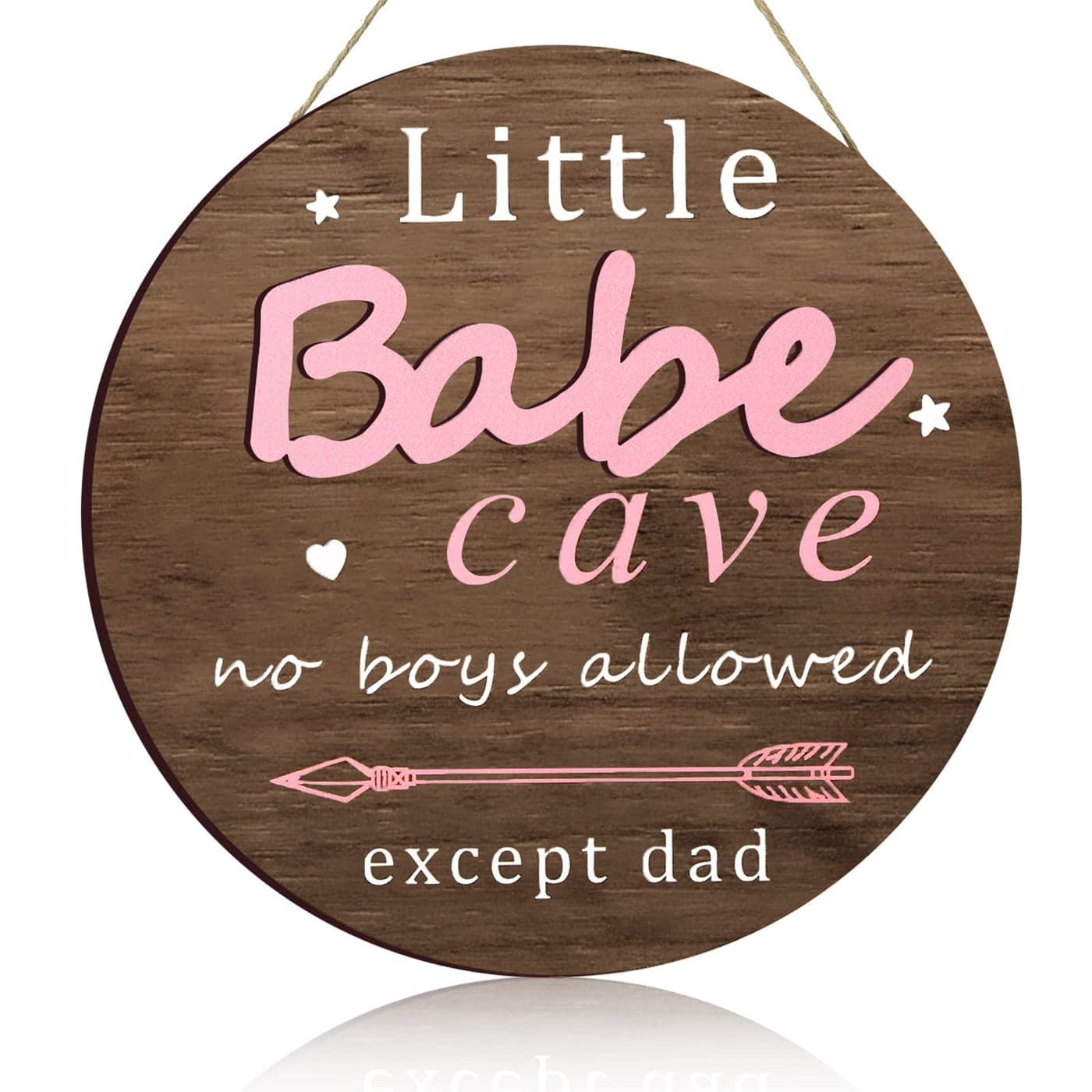 Little Babe Cave Door Sign Wood Baby Girl Nursery Decor Little Girl Nursery Room Wall Art for Bedroom Living Room Hanging Rustic Woodland Decor