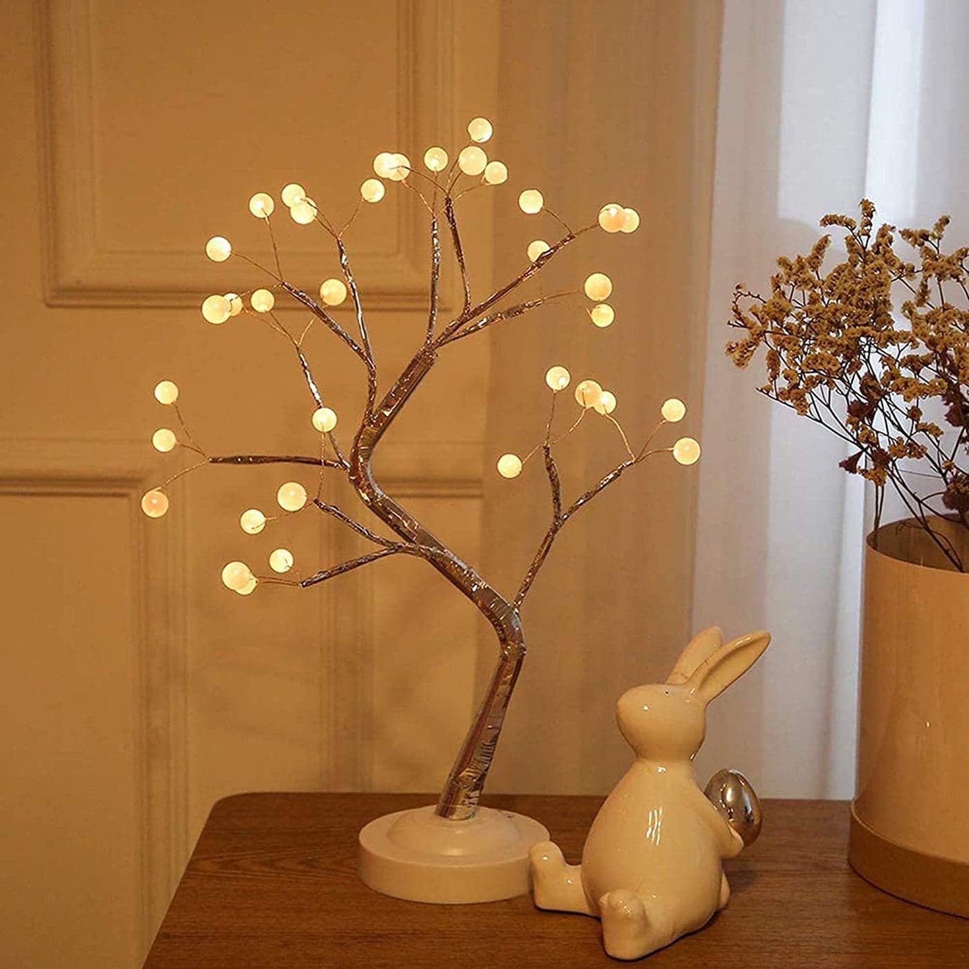 Kixre Led Bonsai Tree Light Artificial Tree 20 InchesBatteryUSB Operated6 Hrs Timer Adjustable Branches Decorative Lighting Night Light and GiftPearlGold Branches