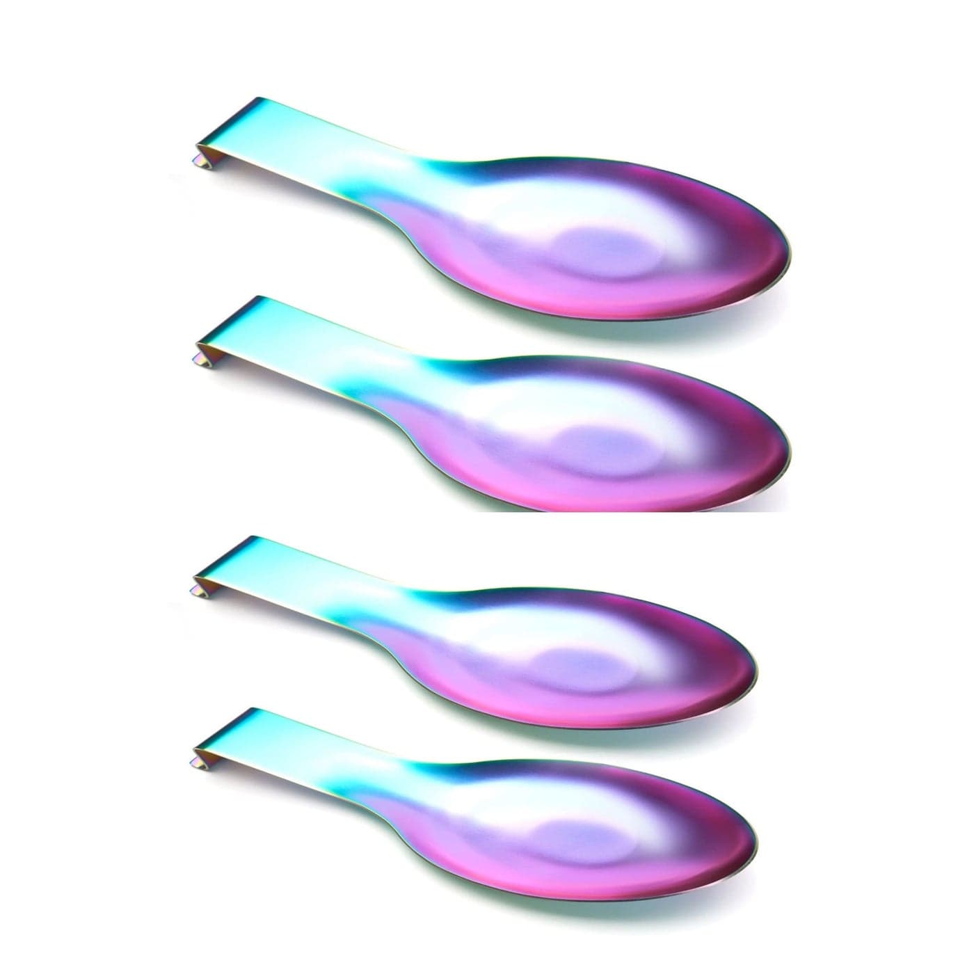 4 Pieces Stainless Steel Colour Spoon Rest for Kitchen Counter Cooking Utensil Rest Spoon Ladle Holder for Stove Top Rust Resistant Spatula Rest Dishwasher Safe