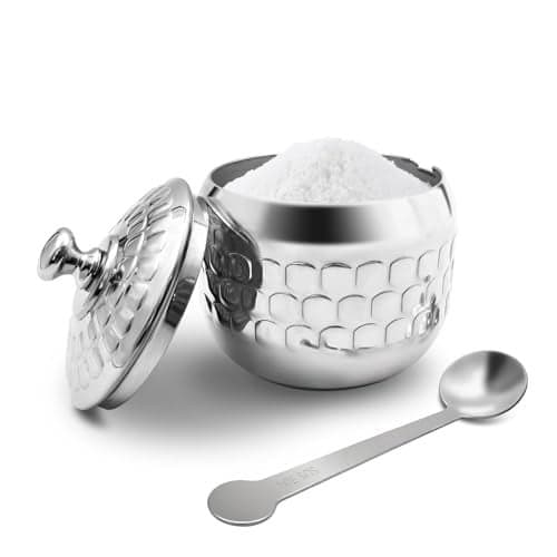 XHKDSYMC Stainless Steel Sugar Bowl Coffee Seasoning Jar Condiment Pot Spice Container Canister Cruet with Lid and Spoon