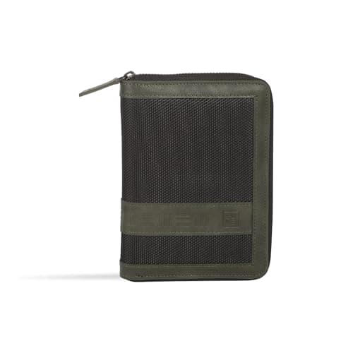 Eume Zen Passport Holder for Men & Women, Olive Green | Bifold Premium Vegan Leather | 6 Card Slots, 1 Compartment, 2 Pockets | Zippered Passport Pouch | Travel Document Organiser | Passport Cover