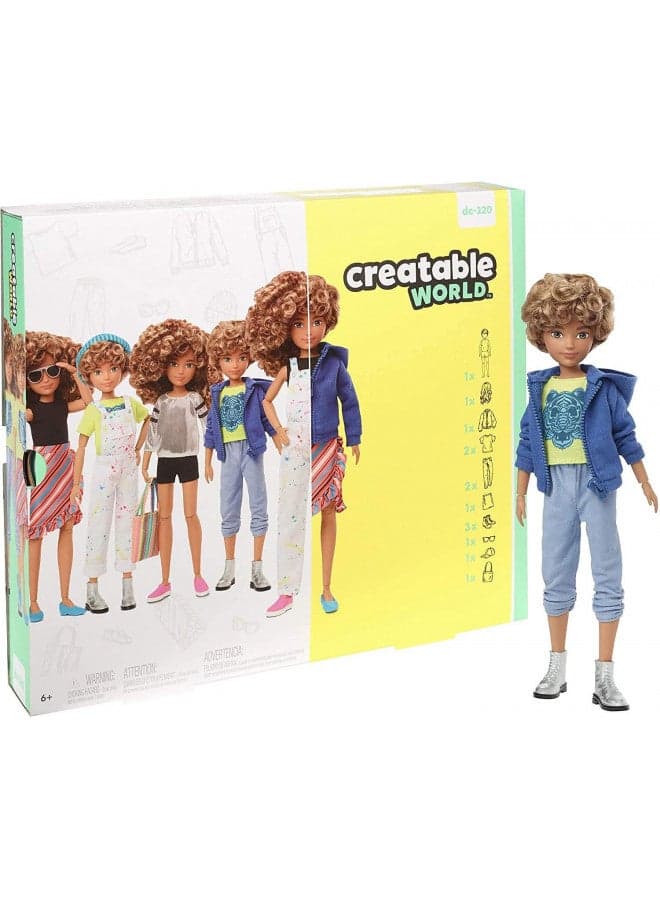 Creatable World Deluxe Character Kit DC-220 Customizable Doll with Blonde Curly Hair, 6 Pieces Doll Clothes, 3 Pairs Shoes and 2 Accessories, Creative Play for All Kids 6 Years Old and Up
