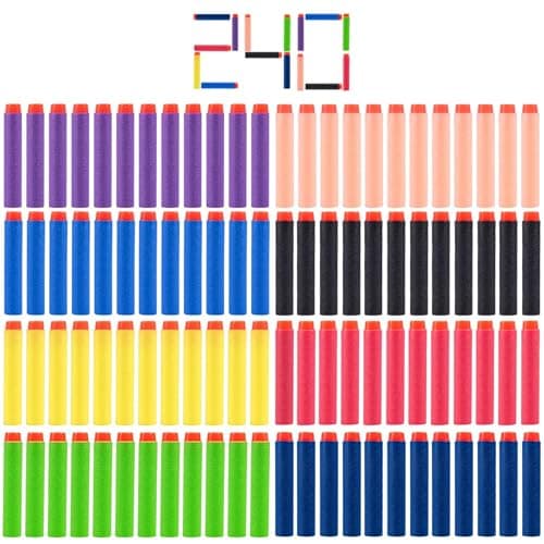 KISEER 240 Pcs Colorful Refill Darts Bullets Ammo Pack for Nerf NStrike Elite Series Blasters