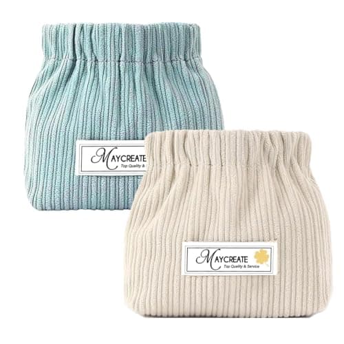 MAYCREATE® 2pcs Small Makeup Pouch, Corduroy Coin Pouch Lipstick Bag, Mini Jewelry Storage Pouches for Women Girls, Easy Squeeze Open Portable Travel Pouch Organizer