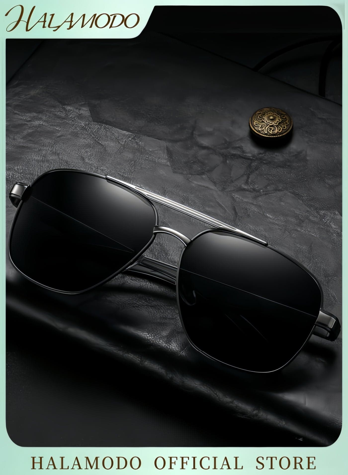 Men's Sunglasses Polarized UV400 Protection Retro Classic Sunglasses Eyewear Lightweight Sun Glasses Metal Double-beam large-frame Sunglasses for Driving Fishing Hiking Travel