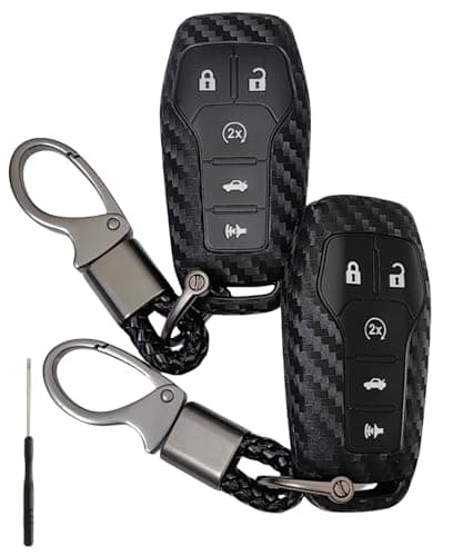 REPROTECTING Silicone Rubber Carbon Fiber Patter Key Fob Cover Compatible with 20132018 Ford Edge Explorer F150 F250 Super Duty F350 Super Duty Fusion Mustang Lincoln MKX