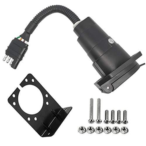 CARROFIX 4 Way Flat to 7 Way Blade Trailer Wiring Adapter Truck Connector Plug with Mounting Bracket