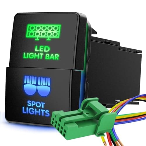 Nilight LED Light Bar & Sport Lights Dual Push Button Switch 12V ON Off Switches with Connector Wire Kit 1.28" x 0.87" Replacement for Toyota Sequoia Highlander Tacoma Tundra 4Runner RAVR Yaris