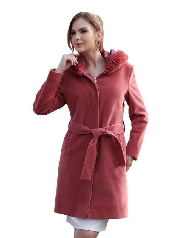 PLAGG Women Winter Long Length Overcoat with Wool blend and Comfort fit