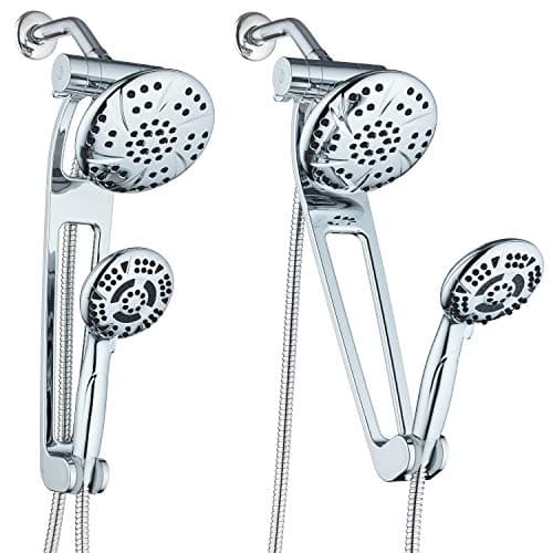 AQUABAR High-Pressure 3-way Shower Spa Combo with Adjustable 18" Extension Arm for Easy Reach & Mobility! Enjoy Luxury 6" Rain & Handheld Shower Head Separately or Together! All-Chrome Finish