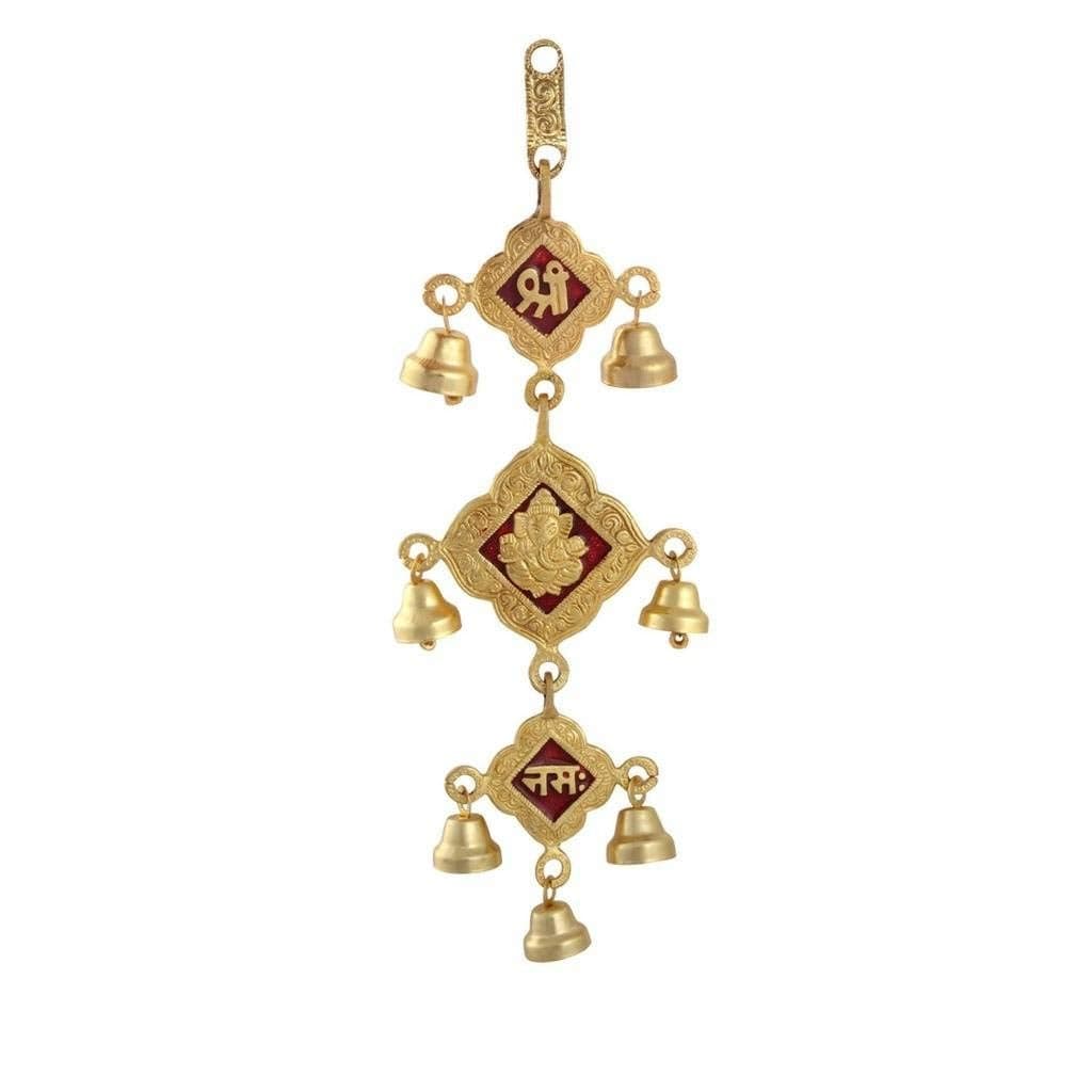 Handicrafts Paradise Door Hanging in Metal with Bells Shree Ganesha nama motiff