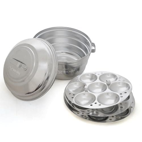 Solaris Kitchenware’s Aluminium Idli Pot – Durable| Lightweight| Perfect for Fluffy Idlis, Steaming, and Multipurpose Cooking | 3 idli plates | 11 idlies