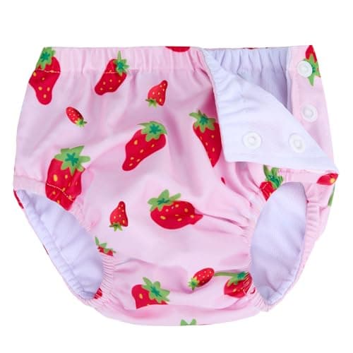 Baby Newborn Reusable Swim Diapers Washable Toddler Unisex Swim Diaper Infant Swimming Diapers Pink Strawberry 03 M