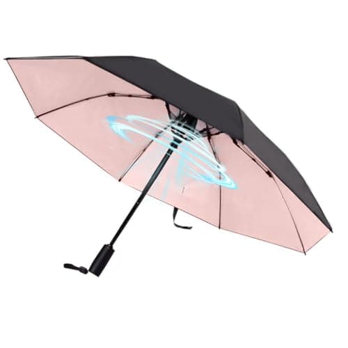 WOOLALA【Newly UV Portable Cooling UPF 50+ Foldable Umbrellas with Fan for Sun & Rain, USB Rechargeable for Games, Playgrond, Heatstroke, Hot Days