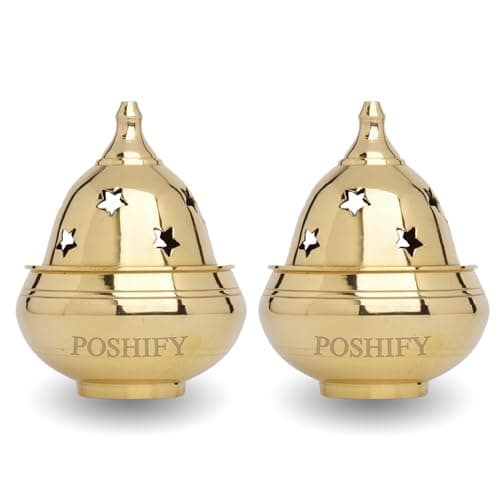 POSHIFY Kuber Goblet Diya (Pack of 2)- Elegant Brass Puja Diya for Luxurious Puja Rituals and Home Decor