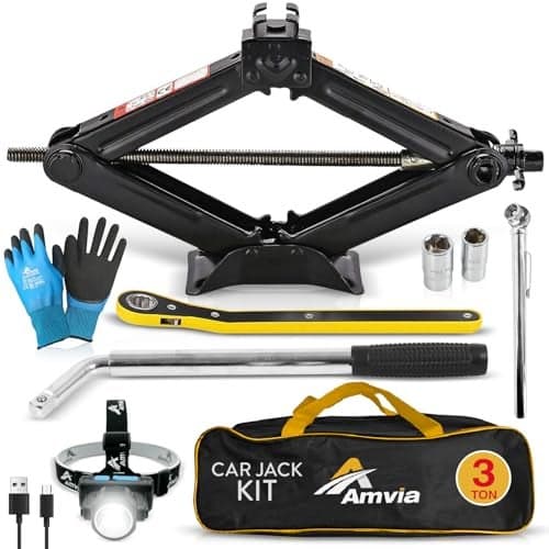 Car Jack Kit 3 Ton (6,600 lbs) | Scissor Jack for Car - Tire Jack Tool Kit | Portable, Ideal for SUV and Auto - Universal Kit with Lug Wrench | Heavy Duty Material