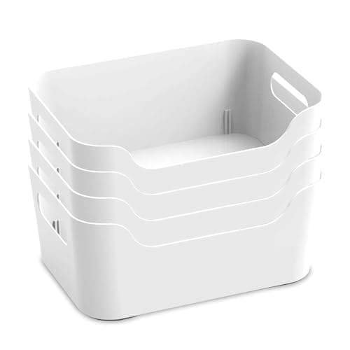 Radiant Storage Box and Organiser | Storage Organiser | Organizer Storage Box for Home & Kitchen | Durable Storage Basket & Plastic Basket for Storage (White, Pack of 4)