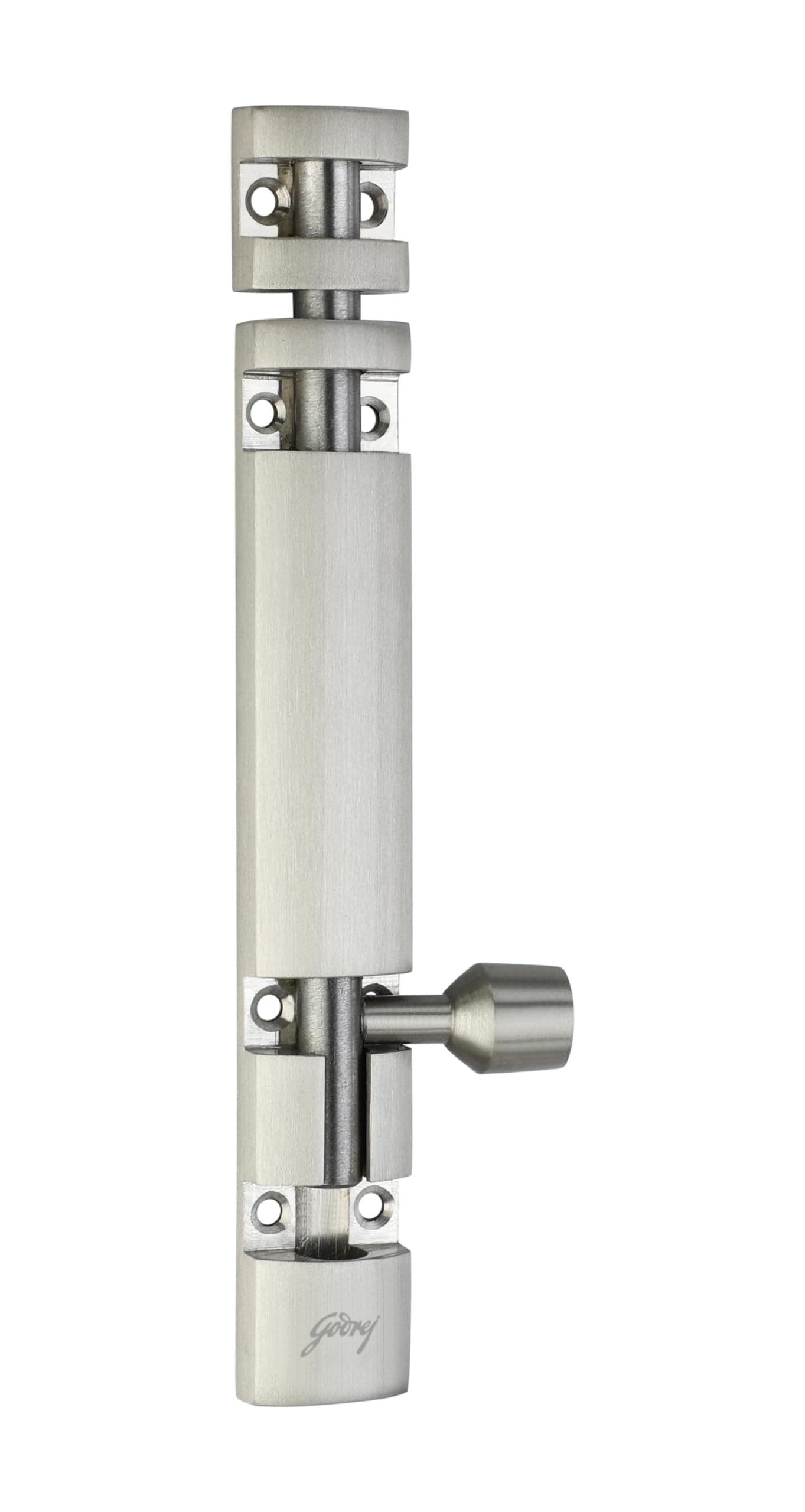 Godrej Door Fittings | Towerbolt Satin Finish | 12 inch with SS Rod | Designer Kundi with Big Knob for Better Grip, Chitkani for Bathroom, Cabinet, Wooden Door (Pack of 1) | 1 Year Warranty