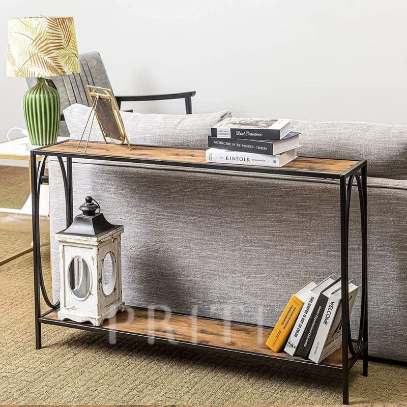 Priti Narrow Console Entryway Table Rustic Surface Skinny Sofa Table with Storage Shelves 4725 x 9 x 29 Inches for Hallway Entryway Living Room 2Tier Console Table