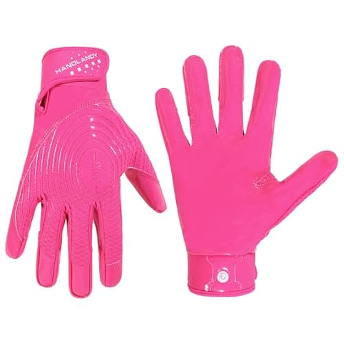 HANDLANDY Adult Football Gloves, Sticky Receiver Gloves,Super Grip Football Glove Best Gift (Pink, Medium-Adult)