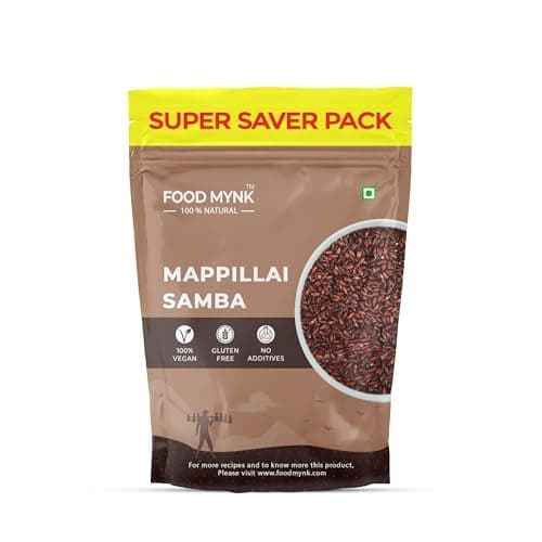 Food Mynk Mappillai Samba Rice (1Kg) | Organic Red rice | Mapla Samba Rice | Hand Pounded Rice | Bridegroom Rice | Red Chawal (1Kg)