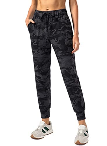 SANTINY Women's Joggers Pants Pockets Drawstring Running Sweatpants for Women Lounge Workout Jogging(Camo Deep Coal Multi__M)