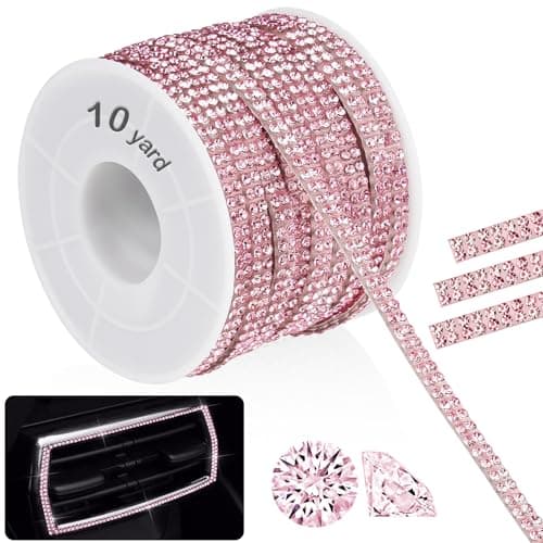 NiArt 10Yard Self Adhesive Crystal Rhinestone Ribbon Durable Sparkling Glass Diamond Decoration Ribbon for Car Interior Tech Gadget Easy to Apply Strong Adhesion LongLasting Brilliance Pink