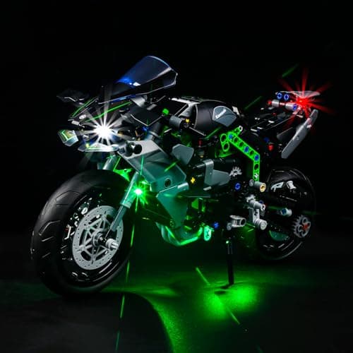 Kyglaring LED Light Kit Compatible with Lego Kawasaki Ninja H2R Motorcycle 42170 Building Blocks Lighting Accessories for Technic Motorcycle 42170 Model Set Lights Only