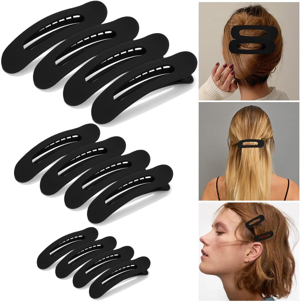 Large Duck Billed Hair Clips Ahoney 12 Pack Alligator Clips for ThinThick Hair 3 Sizes Lay Down Banana Clips Hair Styling Accessories for Women Girls Black