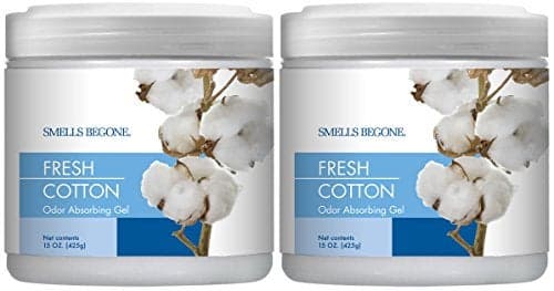 SMELLS BEGONE Air Freshener Odor Absorber Gel 15 oz Pack of 2 Absorbs and Eliminates Odor in Pet Areas Bathrooms Cars Boats Made with Essential Oils Fresh Cotton Scent