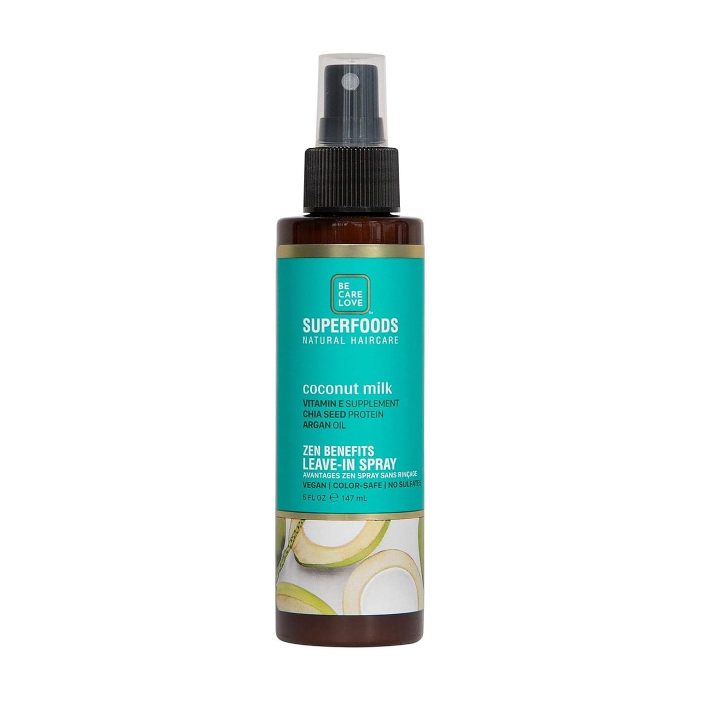 Be Care Love Superfoods Coconut Milk Zen Benefits Leave In Spray 147 ml For Dry Frizzy Curly Wavy Hair Free Of Silicones Mineral Oil