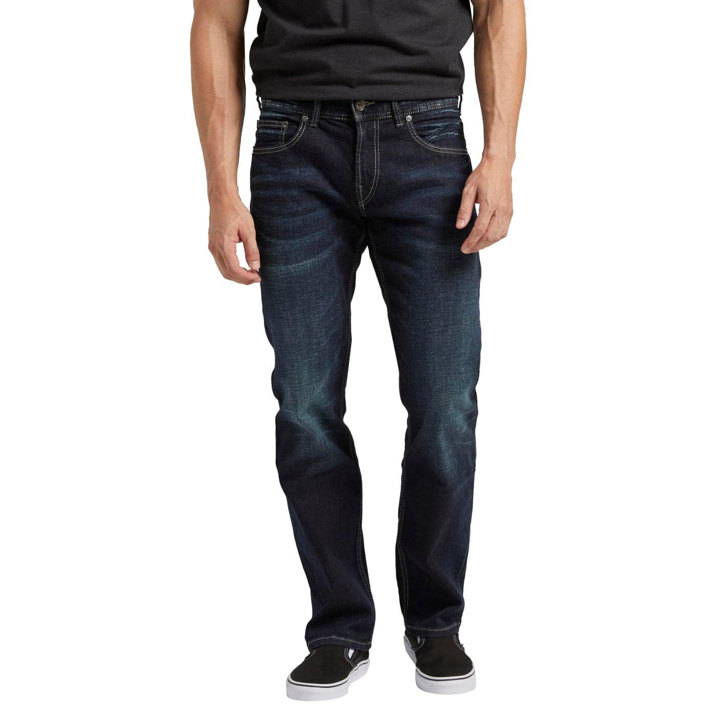 Silver Jeans Co Mens Allan Slim Fit Straight Leg Jeans Dark Wash BBS491 36W x 32L
