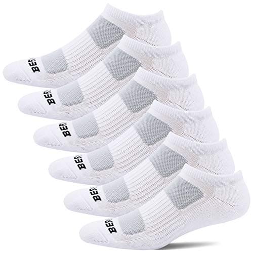 BERING Women's Athletic Cushioned Low Cut Socks, Size 6-9, White, 6 Pairs