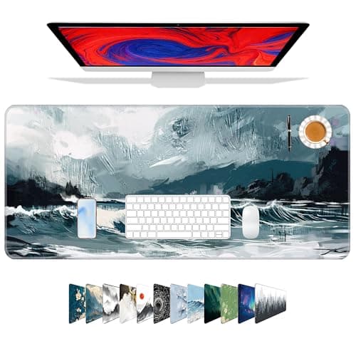 Galdas Gaming Mouse Pad XXL XL Large Long Extended Big Mousepad Non-Slip Rubber Keyboard Mouse Pad with Stitched Edges for Laptop Home Office (31.5x11.8x0.08 Inch) … (Ink Painting)