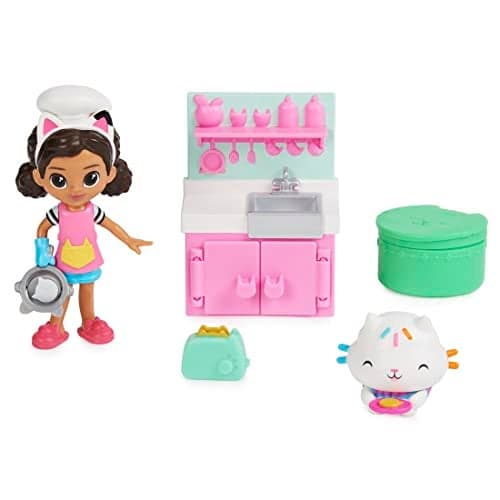 Gabbys Dollhouse Lunch and Munch Kitchen Set with 2 Toy Figures Accessories and Furniture Piece Kids Toys for Ages 3 and up