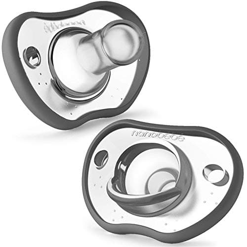 Nanobebe Baby Pacifiers 0-3 Month - Orthodontic, Curves Comfortably with Face Contour, Award Winning for Breastfeeding Babies, 100% Silicone - BPA Free. Perfect Baby Registry Gift 2pk,Pink