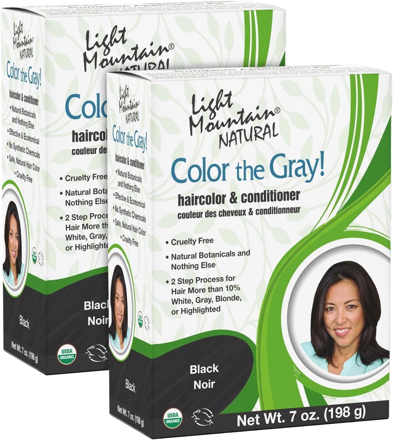 Light Mountain Henna Hair Color Conditioner Color the Gray Black Hair Dye for MenWomen 2Step ChemicalFree SemiPermanent Hair Color for White Gray and Blonde Hair 7 Oz Pack of 2